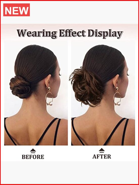100% Real Human Hair Messy Bun Clip Hair Extension - Sturdy Claw Clip for main image 3